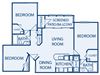 C1 floorplan - three bed two bath